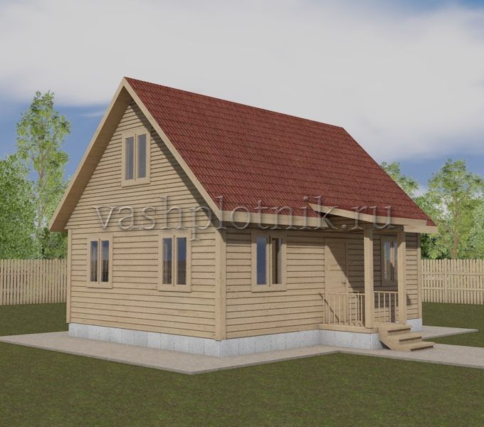 Дом из бруса 6х8 с мансардой