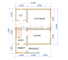проект каркасного дома 6х7