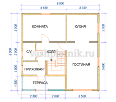 Проект каркасного дома 8х8 с мансардой