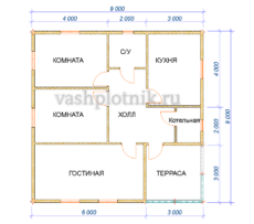 Проект каркасного дома 9х9
